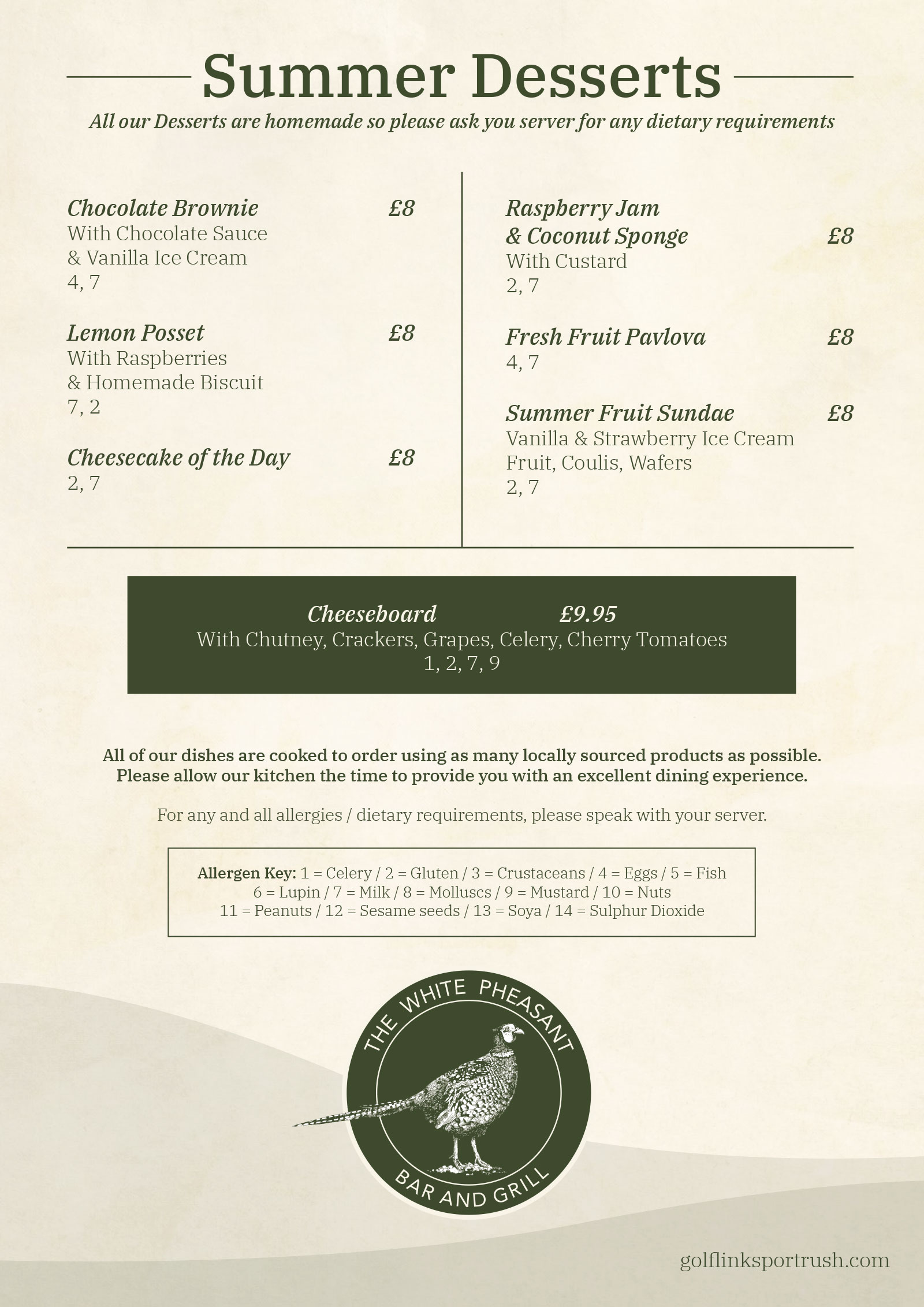 Dessert Menu