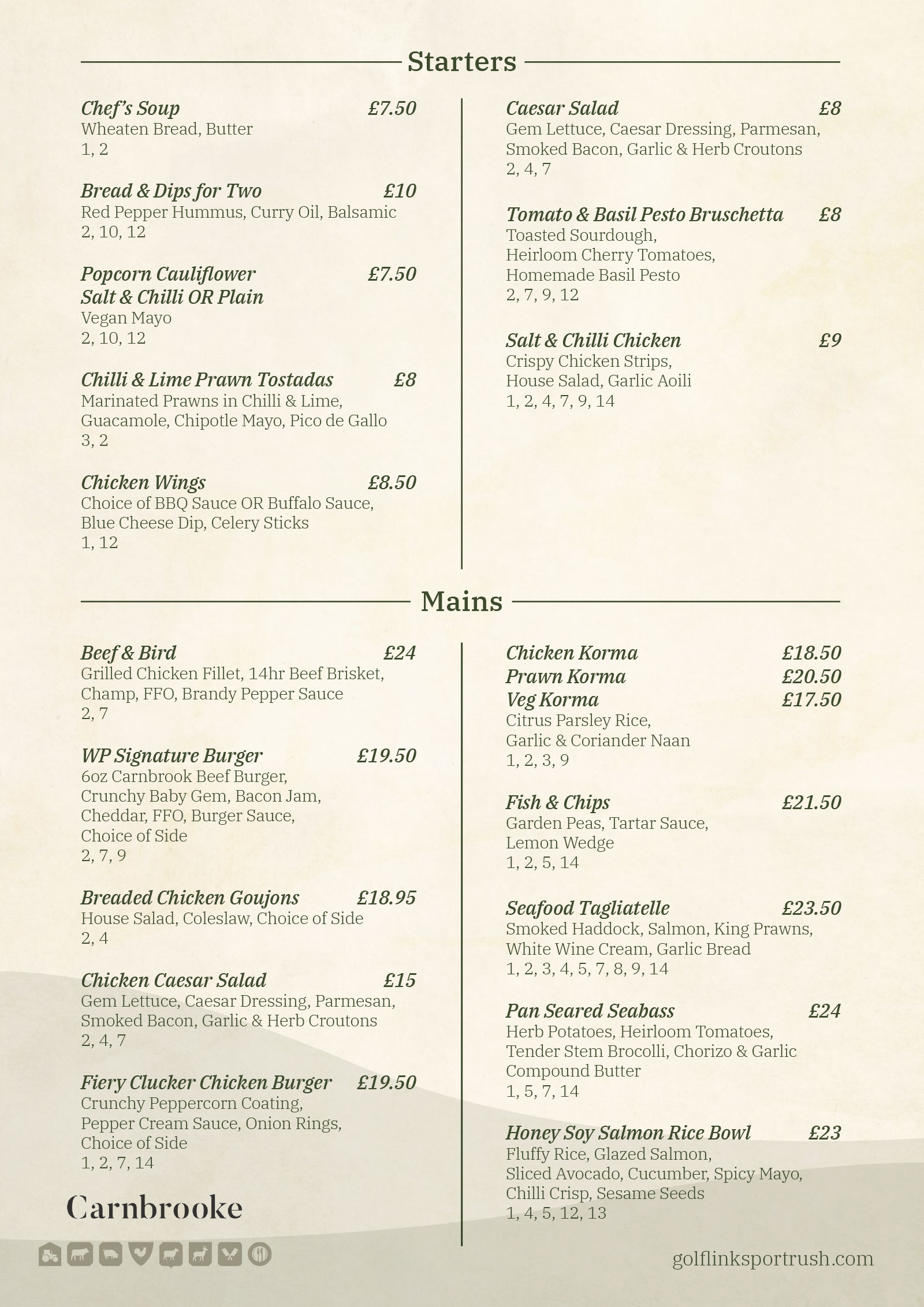 A La Carte Menu - 1